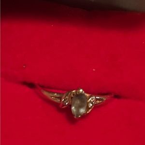 14k blue stone diamond ring